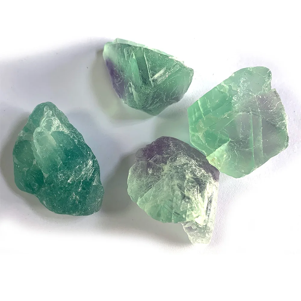 

Veemake 4 Beads Natural Rough Crystal Fluorite Bulk Raw Mineral Healing Stones for Tumbling Wire Wrapping Wicca Reiki Meditation