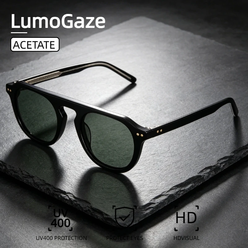 

LumoGaze Retro Fashion Men's Sunglasses Luxury Brand Designer Women's Trendy Acetate Sunglasses Gafas De Sol Muje Anti-Glare