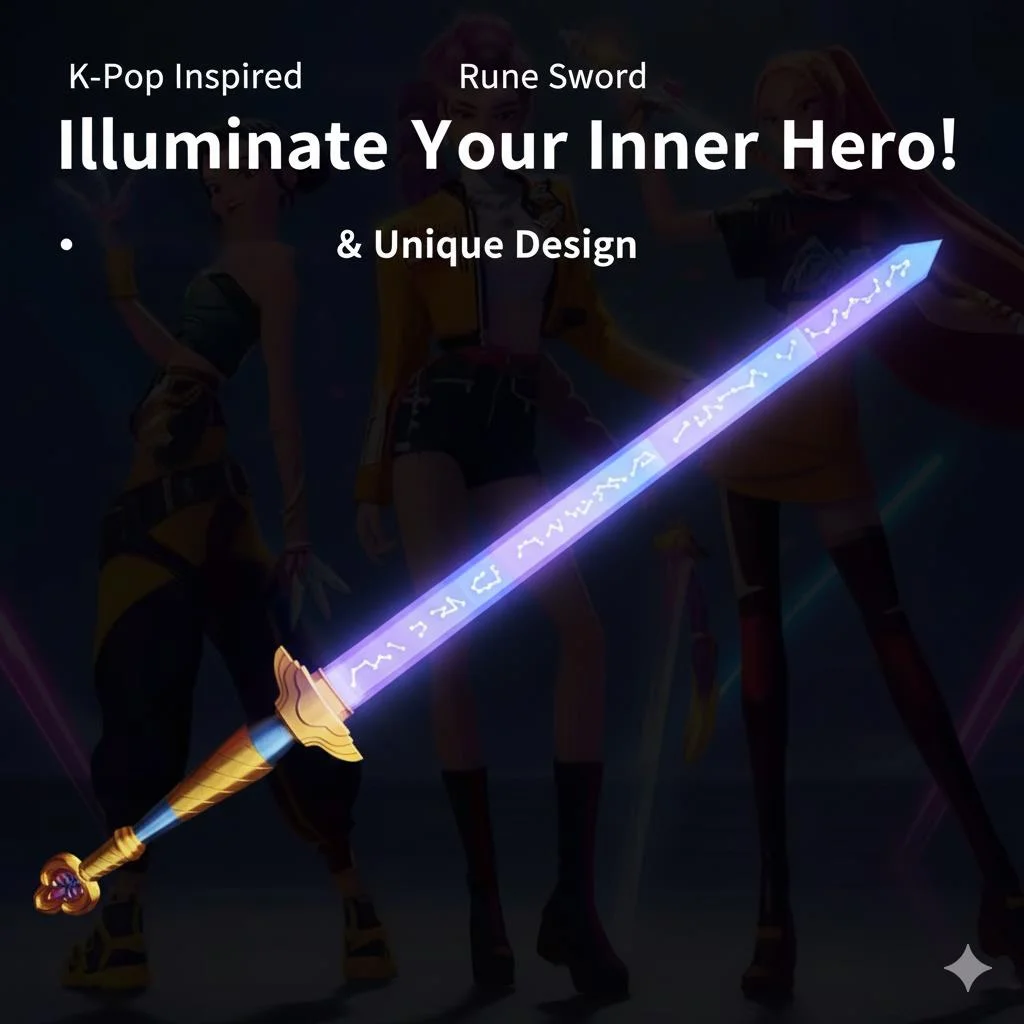 الشياطين الكرتون لعب الأدوار الدعامة Kpop الصيادين هالوين رومي السيف الطويل مع الرونية سكين الدعائم كرنفال تأثيري حلي الملحقات #1