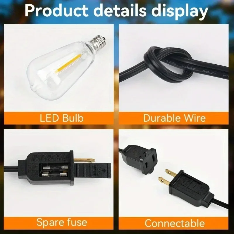 50ft/150m St38 Lamp Buitenlicht String Warm Wit Lamp Edison Lamp Hanglamp Waterdicht en Onbreekbaar E12 Socket