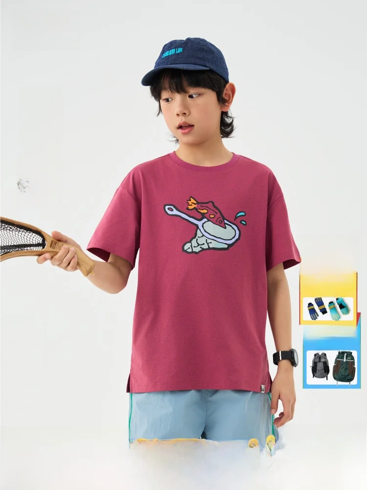 Mipo Quick Dry Summer Children's T-Shirt Cotton like Outdoor Sun Protection Short Sleeve Boys Girls Printed Fashion Top