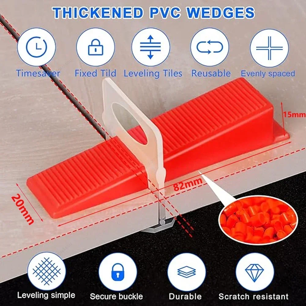 ZOMASOU 50-600Pcs Tile Leveling System Wedges Reusable Ceramic Insert for Clips Spacers Tiling Floor Wall Carrelage Construction