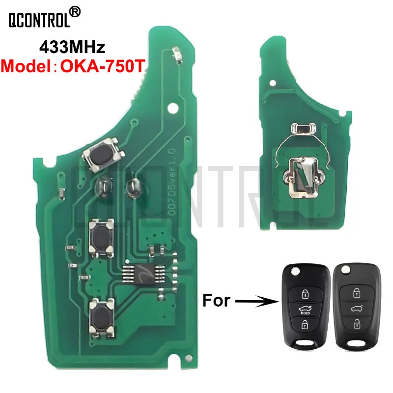 

QCONTROL Car Remote Key Electronic Circuit Board for HYUNDAI Model No. OKA-750T 433MHz Transmitter ASSY Control Alarm