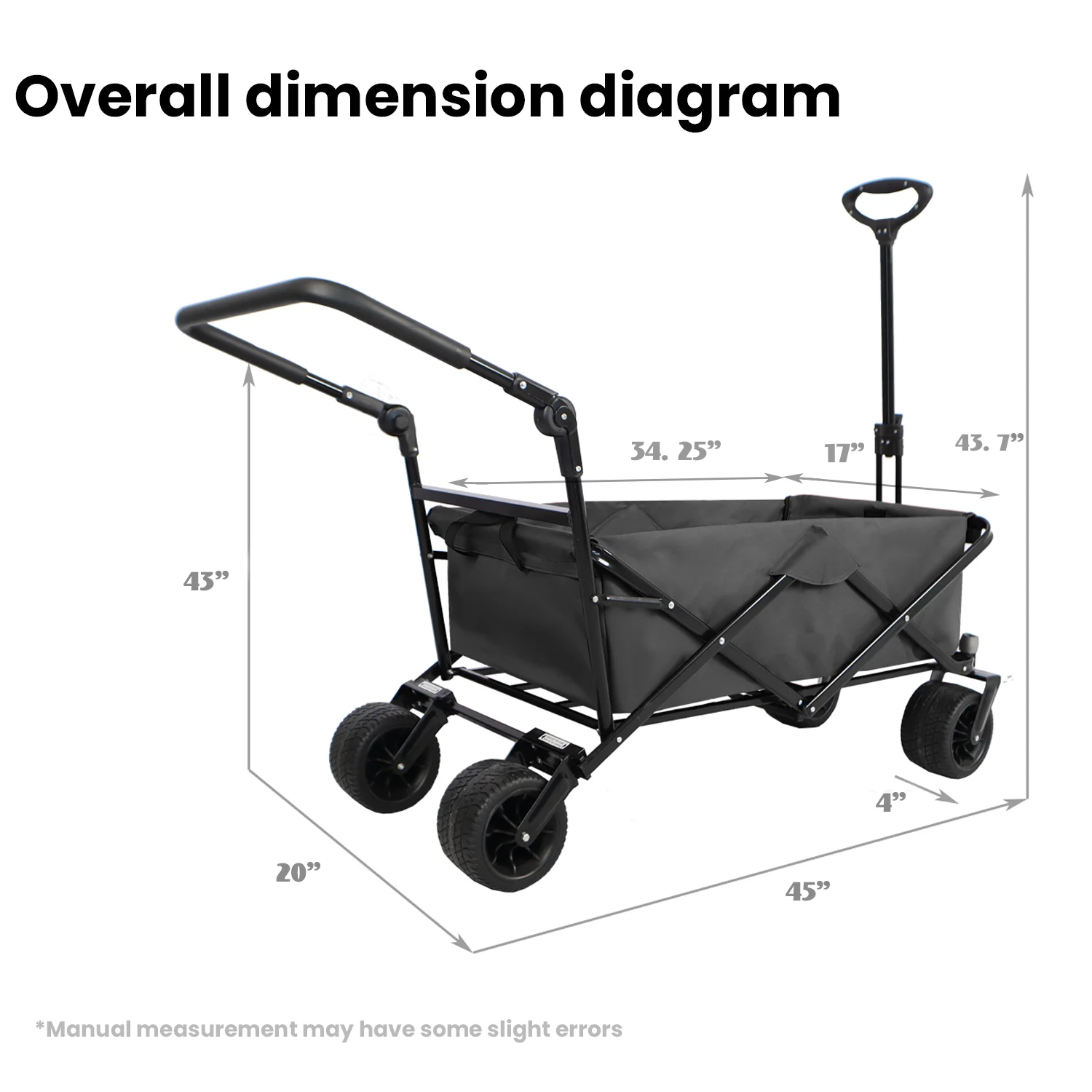 Carro pieghevole per camion passeggino pieghevole per tutti i terreni di grandi dimensioni