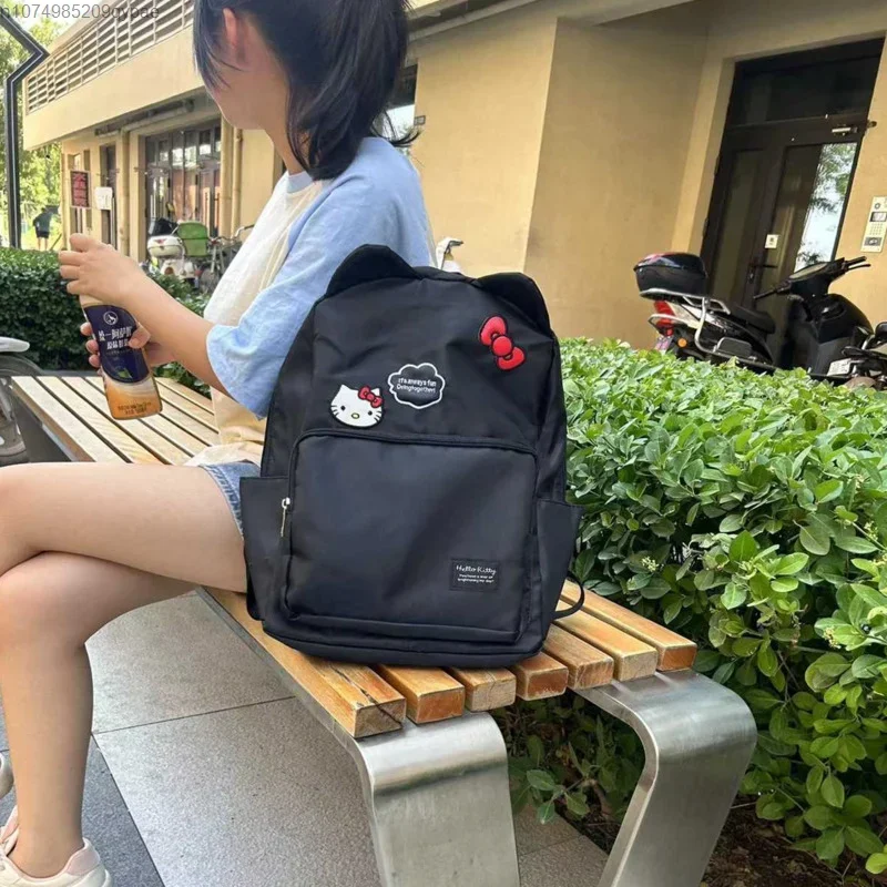 Sanrio Embroidery Hello Kitty Women Backpack New Y2k Cute Cartoon Large Capacity Travel Bag Korean Fashion Students Shoulder Bag