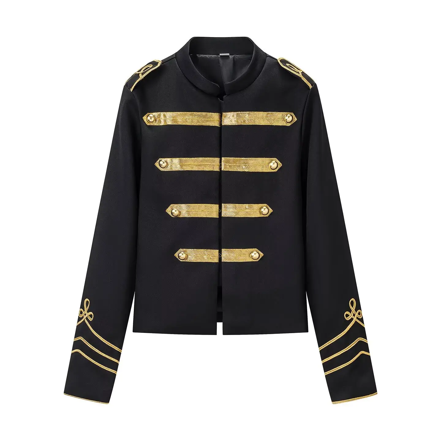 2026 Spring Autumn Women's Elegant Knotted Golden Buttons Jackets Blazers Lady Vintage Chic Retro Loose High Street Short Coats