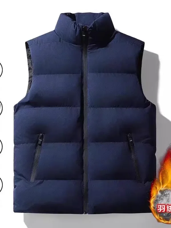 Men's Fleece Lined Thickened Vest Warm Base Layer Shirt Autumn Winter Fashion Loose Fit Zipper Closure  Color Youth Style