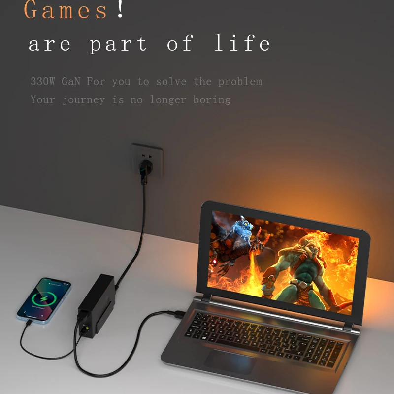 Imagem -03 - Carregador de Gan 330w para Gaming Laptop Adaptador ac para Dellalienwaremsilenovo 300w Hprazerasus 280w Acermechrevohaseexiaomi