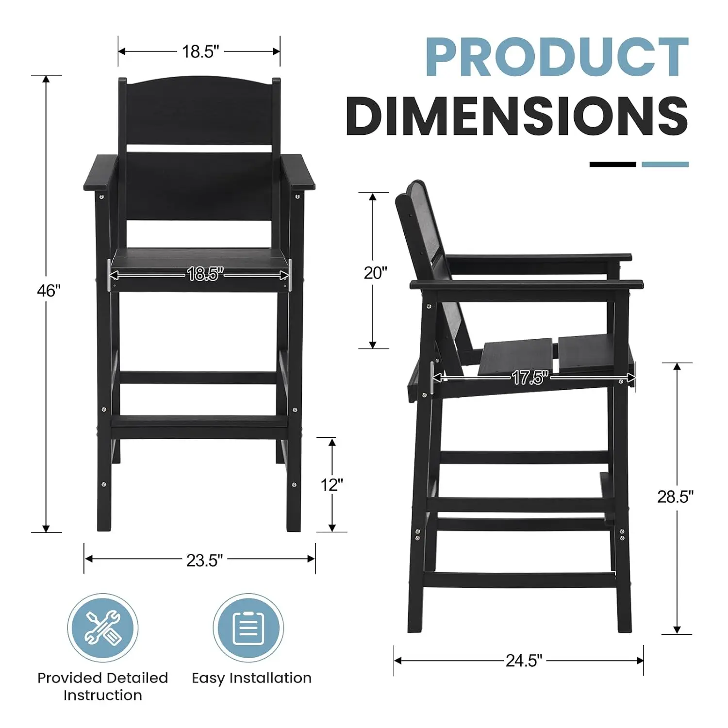HDPE Outdoor Bar Stools 28.5