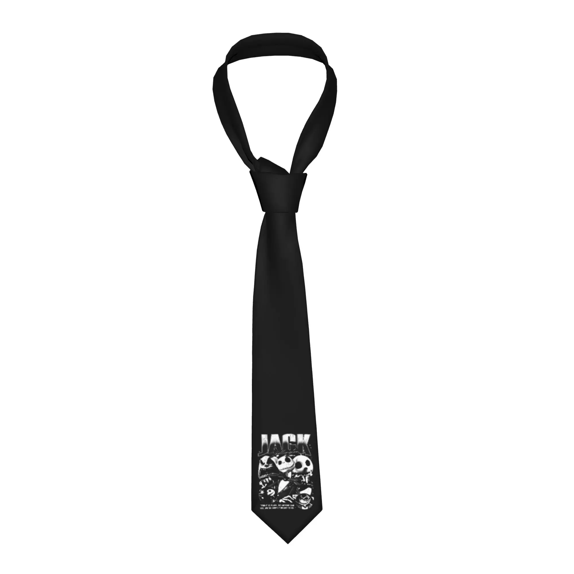 

Мужской шелковый галстук на заказ с принтом «Кошмар перед Рождеством» и черепами Джека и Салли для офиса