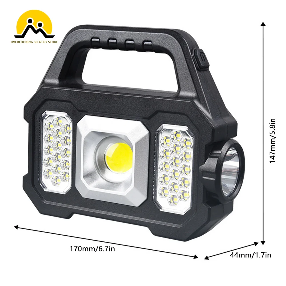 Lanterna solar super brilhante led solar lanterna de acampamento com cob luzes de trabalho usb recarregável handheld solar alimentado lanternas