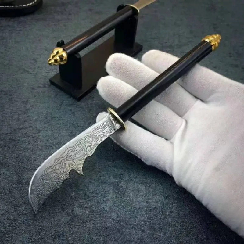 

Настольный декоративный нож с фиксированным лезвием дамасского лезвия, защитите магазин и домашний нож с наборами из черного дерева подставка для ножей