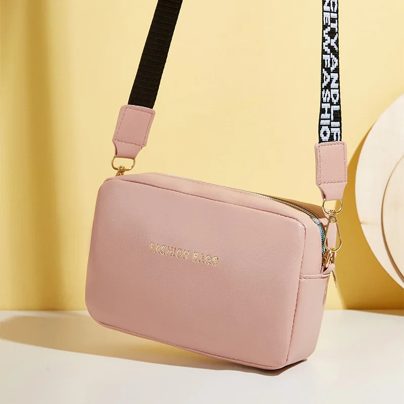 Simple Style Small Shoulder Bags Solid Color Pu Leather Adjust Wide Strap Crossbody Bag for Women's Tote Satchels Phone Purse