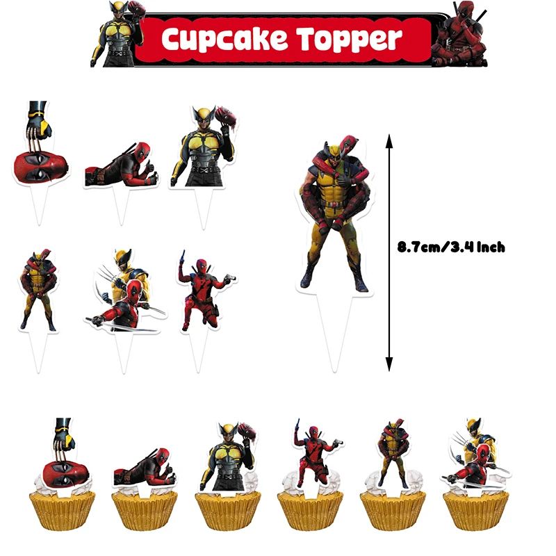 Suministros de fiesta temática de Deadpool 3, figuras de acción de Anime, Periphery Deadpool y Lobezno, pancarta decorativa para fiesta de cumpleaños, nueva película