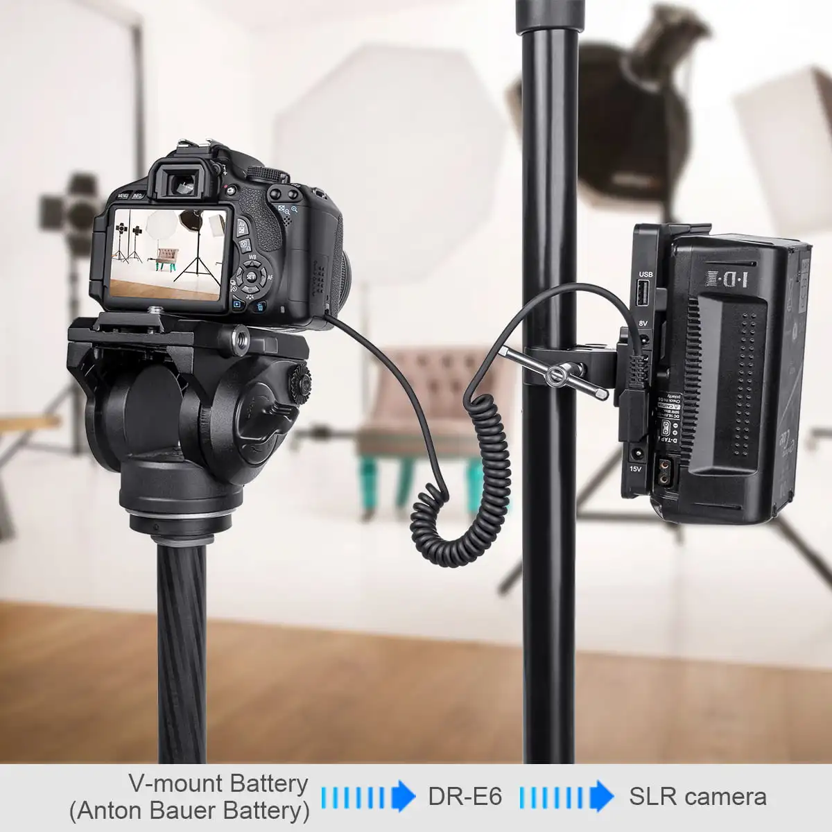 بطارية FOMITO LPE6 DR-E6 الدمية إلى D-tap لبطارية V-Mount BP Canon EOS 5DS 5DSR 5D Mark II III IV 60D، 60Da 70D 7D 80D