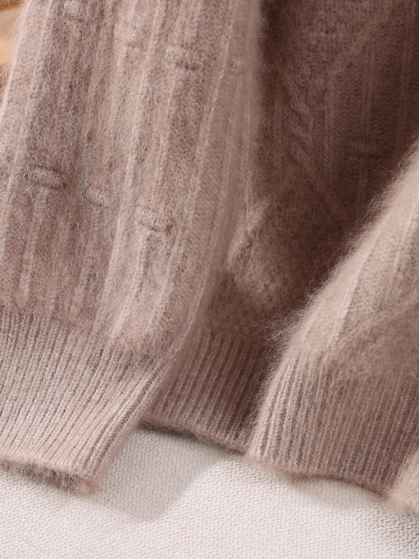 

TLOML Women 100% Mink Cashmere Sweater O-neck Cable Knitting Pullover Autumn Winter Solid Basic Cashmere Knitwear Soft Warm Tops