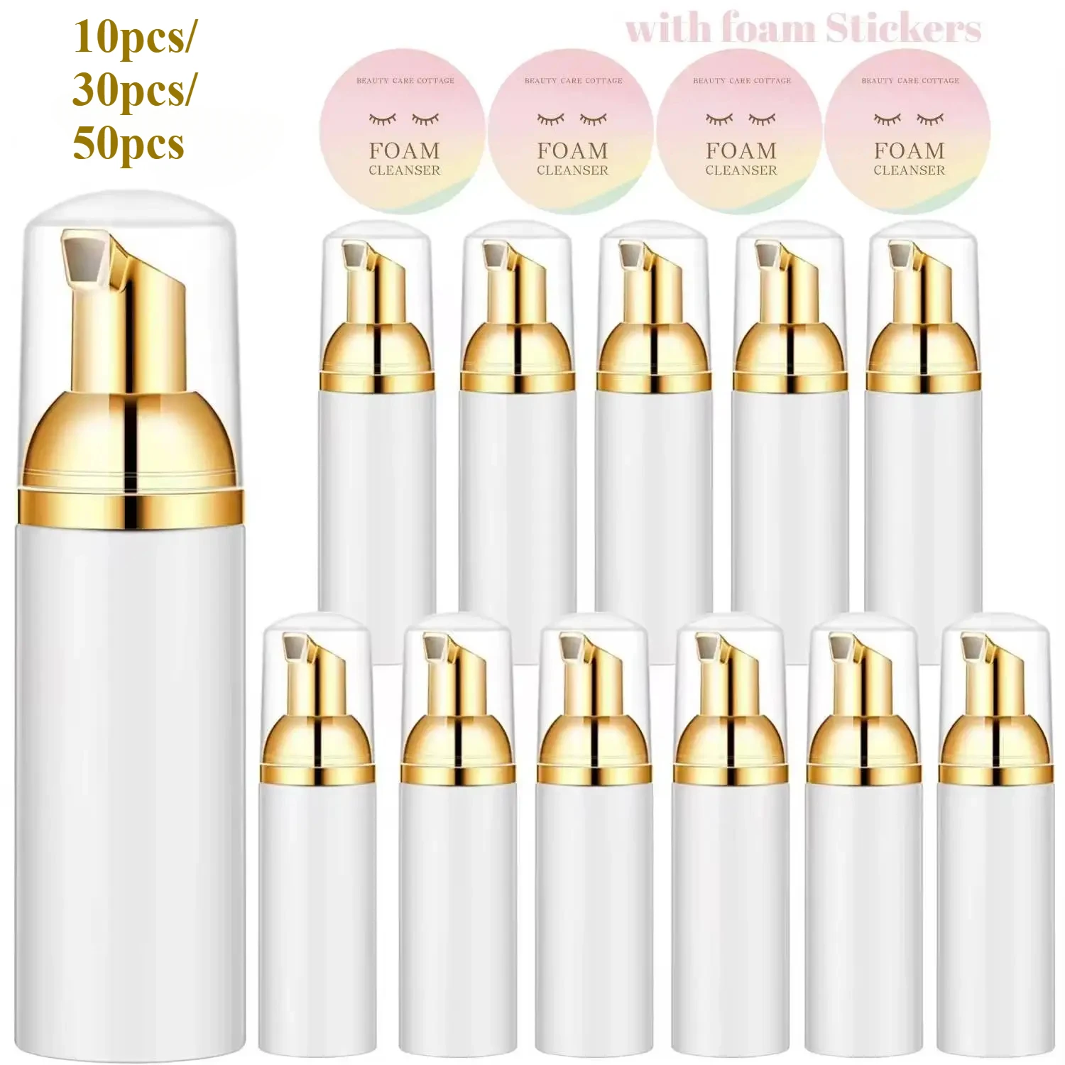 10/30/50 sztuk 60ml butelka z pompką do piany puste rzęsy do twarzy szampon środek czyszczący plastikowy dozownik mydła w piance butelka spieniacza glod pink