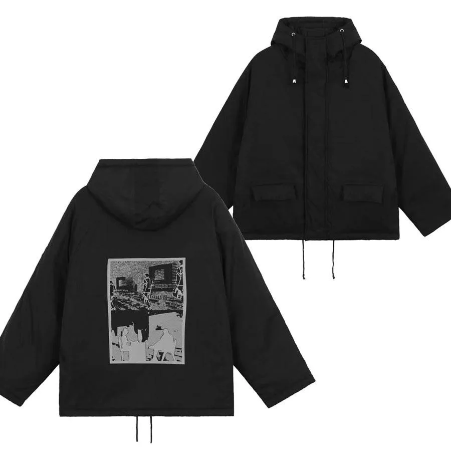 Cavempt C.E Cotton Robe Japanese Trendy Warmth Japanese Thickened Niche Print Autumn Winter Men Hooded Parkas