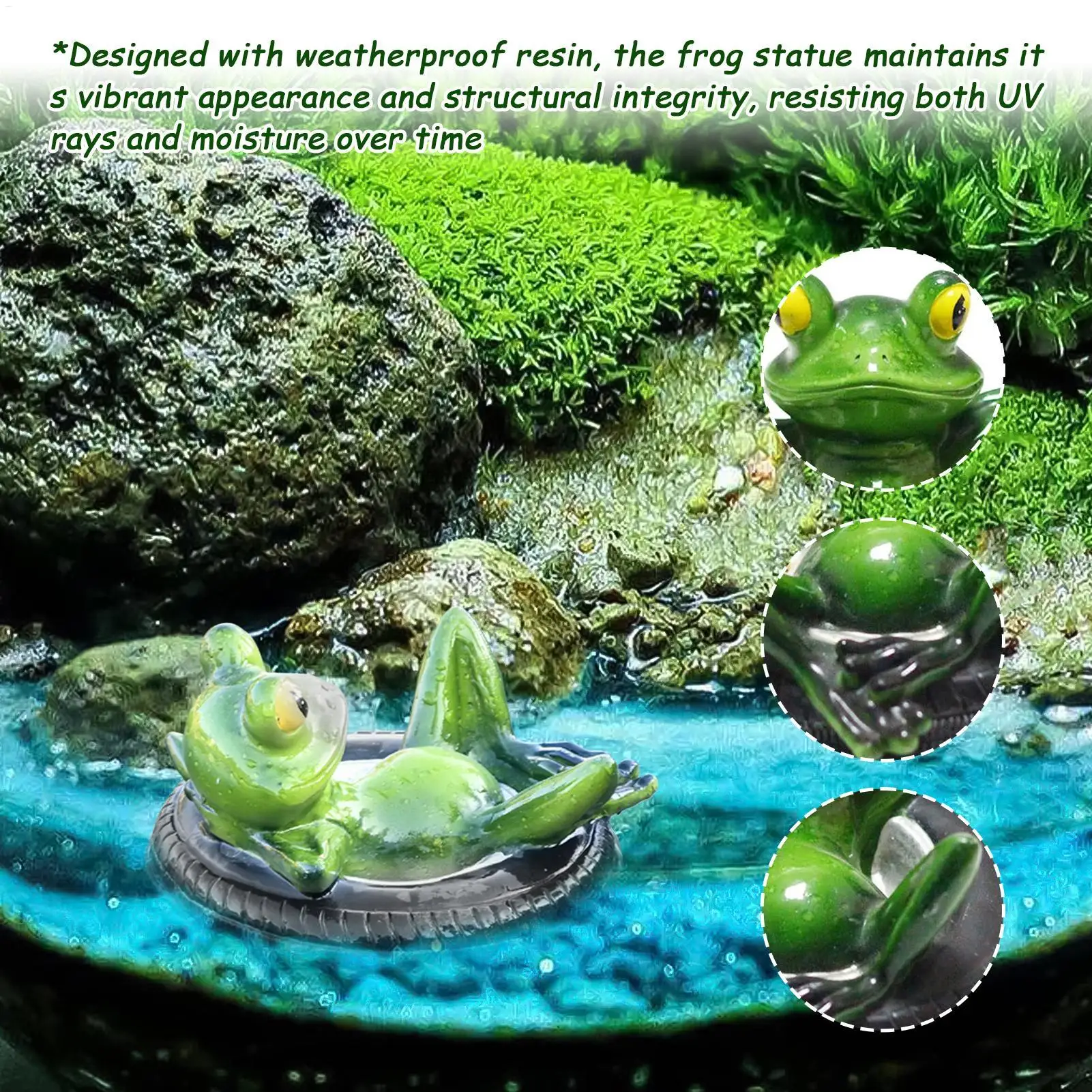 

Фигурка лягушки, плавающая фигурка лягушки из смолы, лежащая на шине, скульптура животного, украшение для газона для дома, на открытом воздухе, на заднем дворе, балкона, бассейна