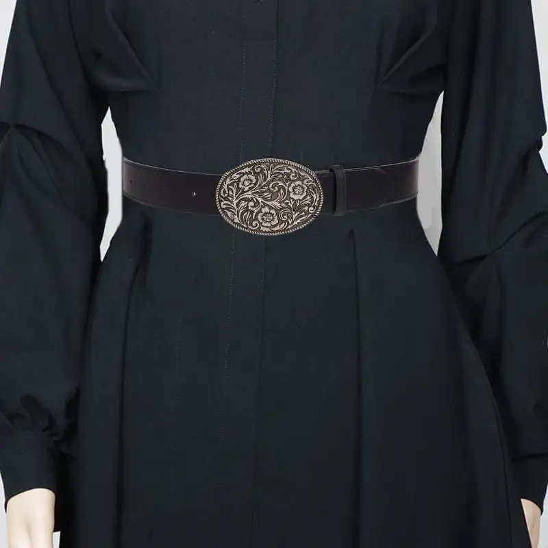 

P88A Ethnic Adult PU Belt Practical Adjust Length Waist Straps for Dress Shirt