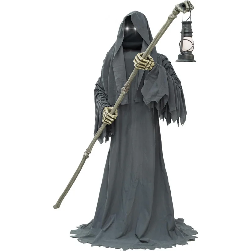 

EQHaunted Hill Farm Motion-Activated 6-Ft. Tall Ghostly Guide,Plug-in Talking Scare Prop Animatronic with Spooky Sound Effects a