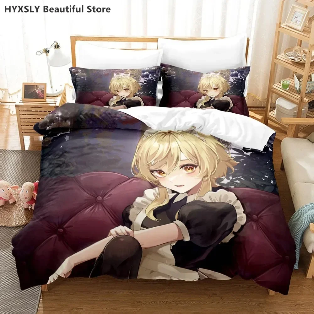 Lumine Genshin impact Game Comfortable Duvet Quilt Cover Pillowcase Bedding Set Children Bedroom Decoration Home Textile