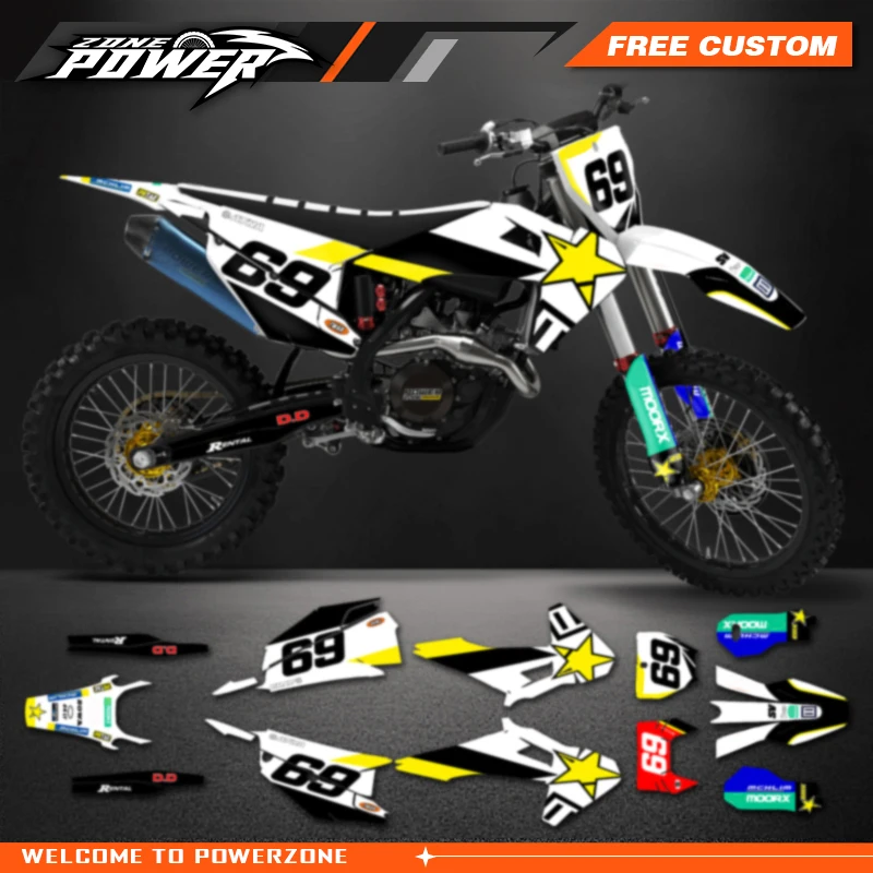 Powerzone Full Graphics Decals Sticker Kit DECO for Husqvarna TE FE 150 200 250 300 350 400 450 2020 2021 2022 2023 TC FC 19-22