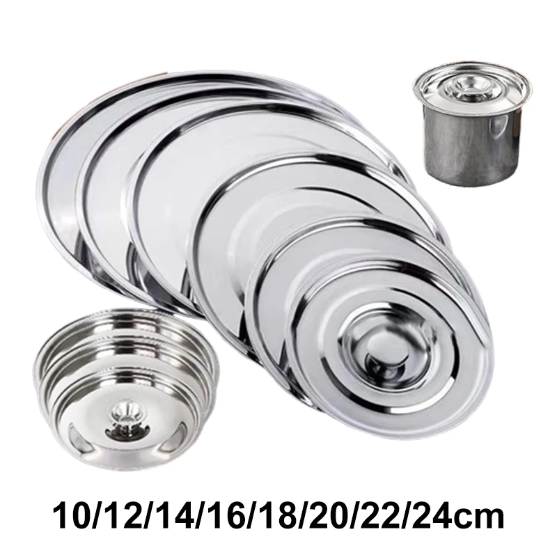 

10-26cm Round Pot Lids Stainless Steel Universal Cookware Lid Reusable Frying Pan Metal Lid Bowl Cover Restaurant Kitchenware