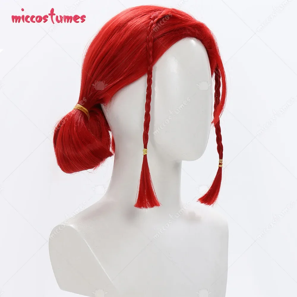 Unisex Sorceress Cosplay Wig Red Cosplay Hair Two Ponytails