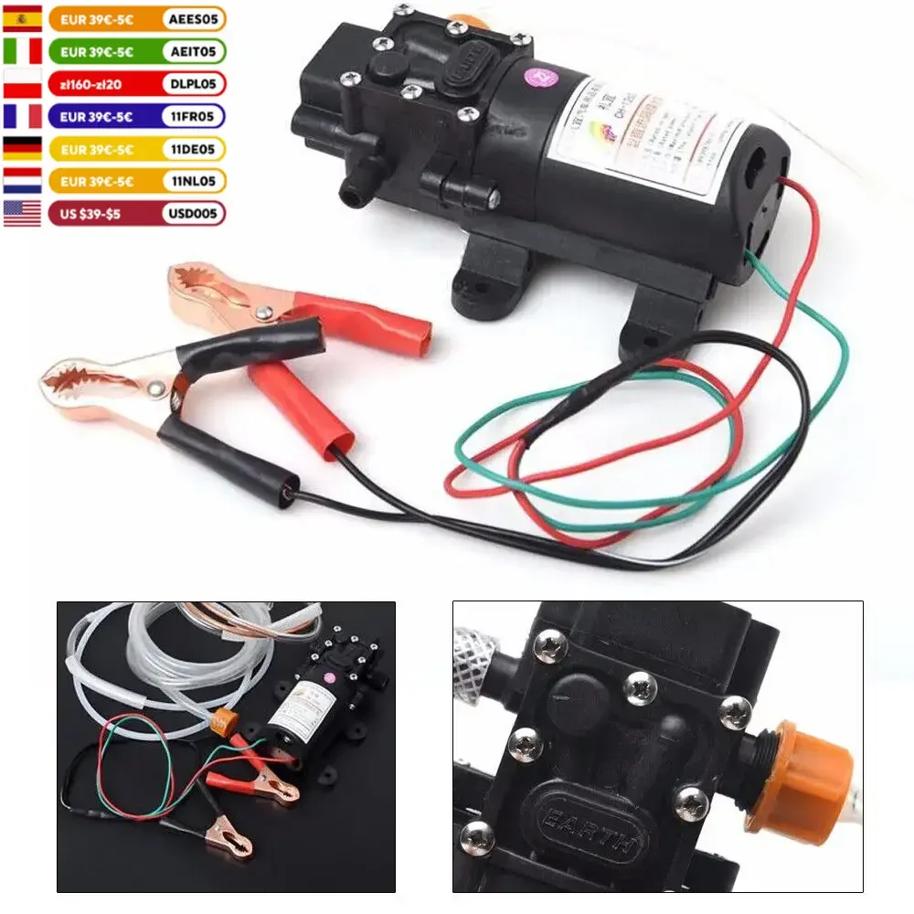 Car Boat Siphon Transfer Fuel Change Pump Motor 12V Oil Water Fluid Extractor New with Outlet PVC Pipe & Nylon Pipe