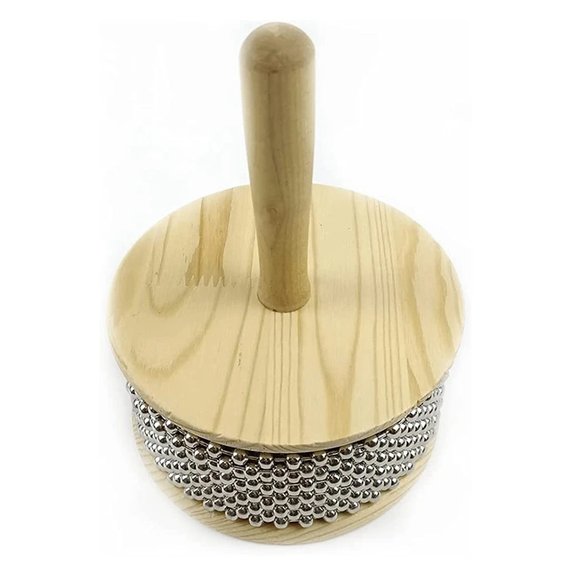 1 PCS Wooden Hand Cabasa Hand Vibrator Percussion Instrument 5.1 Inches With Stainless Steel