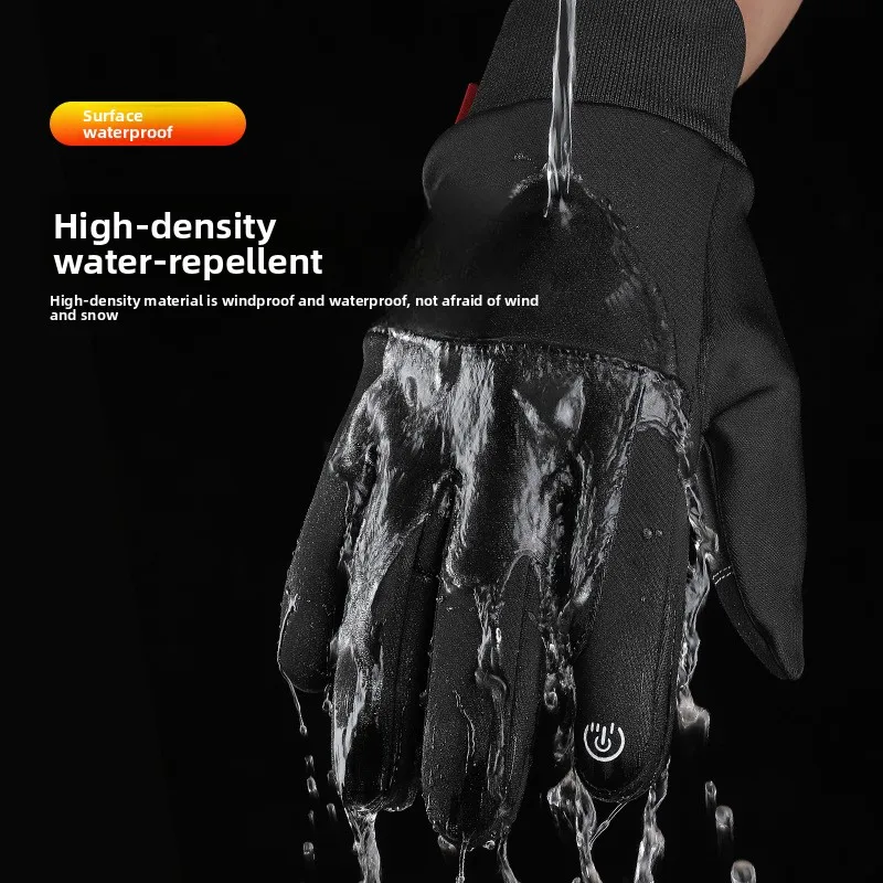 الرياضة في الهواء الطلق قفازات دافئة الشتاء الرجال يندبروف زائد المخملية سميكة المضادة للرذاذ عدم الانزلاق دراجة شاشة تعمل باللمس قفازات ركوب الدراجات