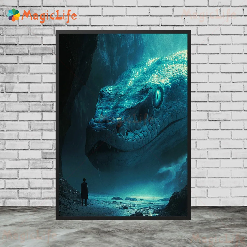 مجردة البرية بيثون ماجيك خرافة الملصقات جدار صور لغرفة المعيشة السحرية ملصق جدار الفن قماش اللوحة غير المؤطرة #6