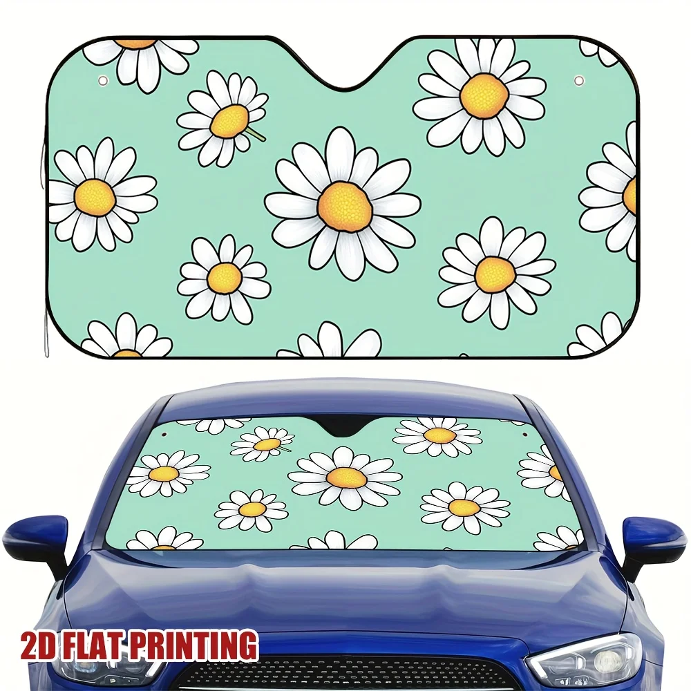 1pc Daisies On Mint Green Car Sun Visor, Provides Perfect Sunblock, Suitable For All Vehicles, Brings A More Comfortable Driving