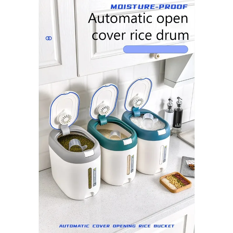 Xiaomiui 5kg/10kg dispensador de arroz organizador de cozinha e recipiente de armazenamento caixa de casa pote de cereais botes cocina almacenaje alimentos