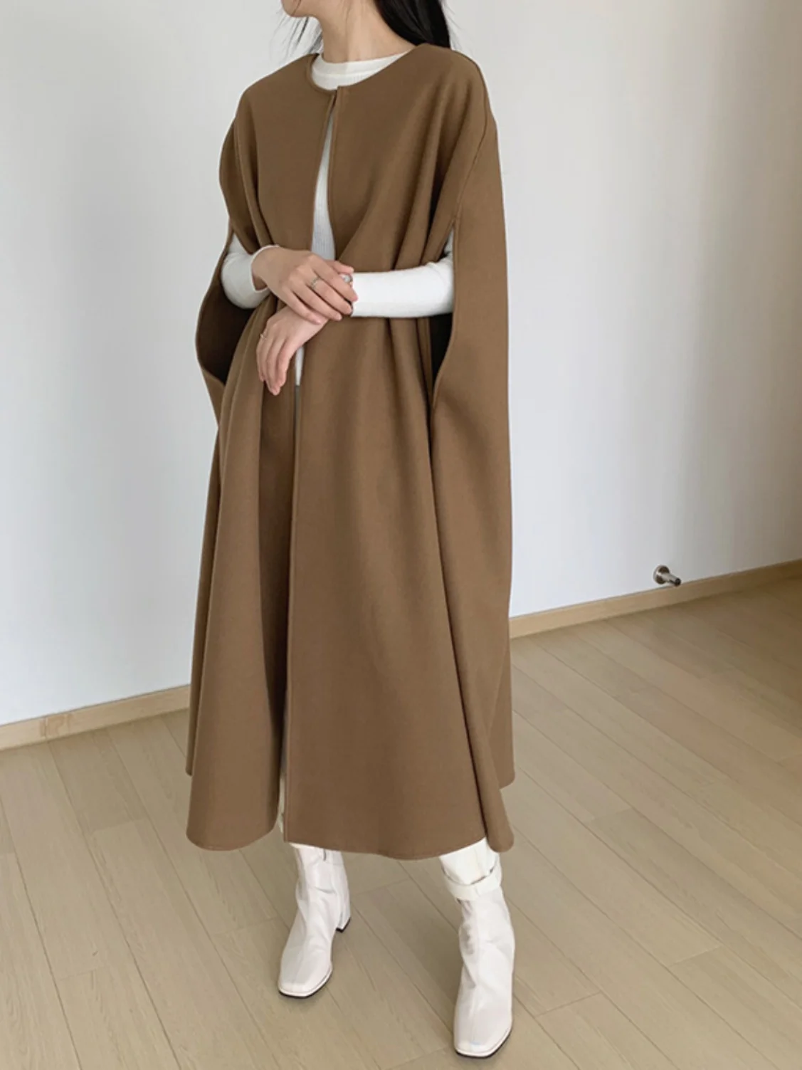 

Loose Woolen Vest Jaet Mid-Length Open-Ba Design Sensation Autumn Small ence Japanese Sle Women's Faion Coat