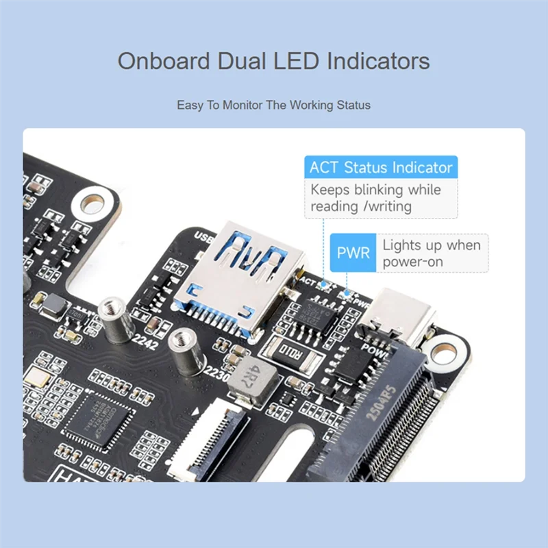 B34B-Pcie To USB 3.2 Gen1 And M.2 HAT For Raspberry Pi 5, Supports Nvme Protocol Solid State Drive, Expands 4-Ch USB 3.2 Port