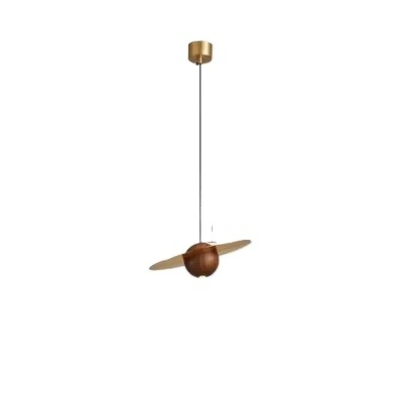 

Walnut brass flying saucer chandelier wabi sandy wind feeling simple creative Entrance light Bar counter Bedroom bedside line