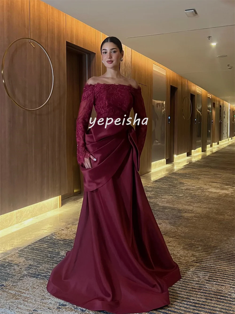 تخصيص مثير رائعة ثنيات مقوس دانتيل ألف خط خارج على الكتف فساتين طويلة فساتين مناسبة مخصصة الأحجام المتاحة الموضة #2