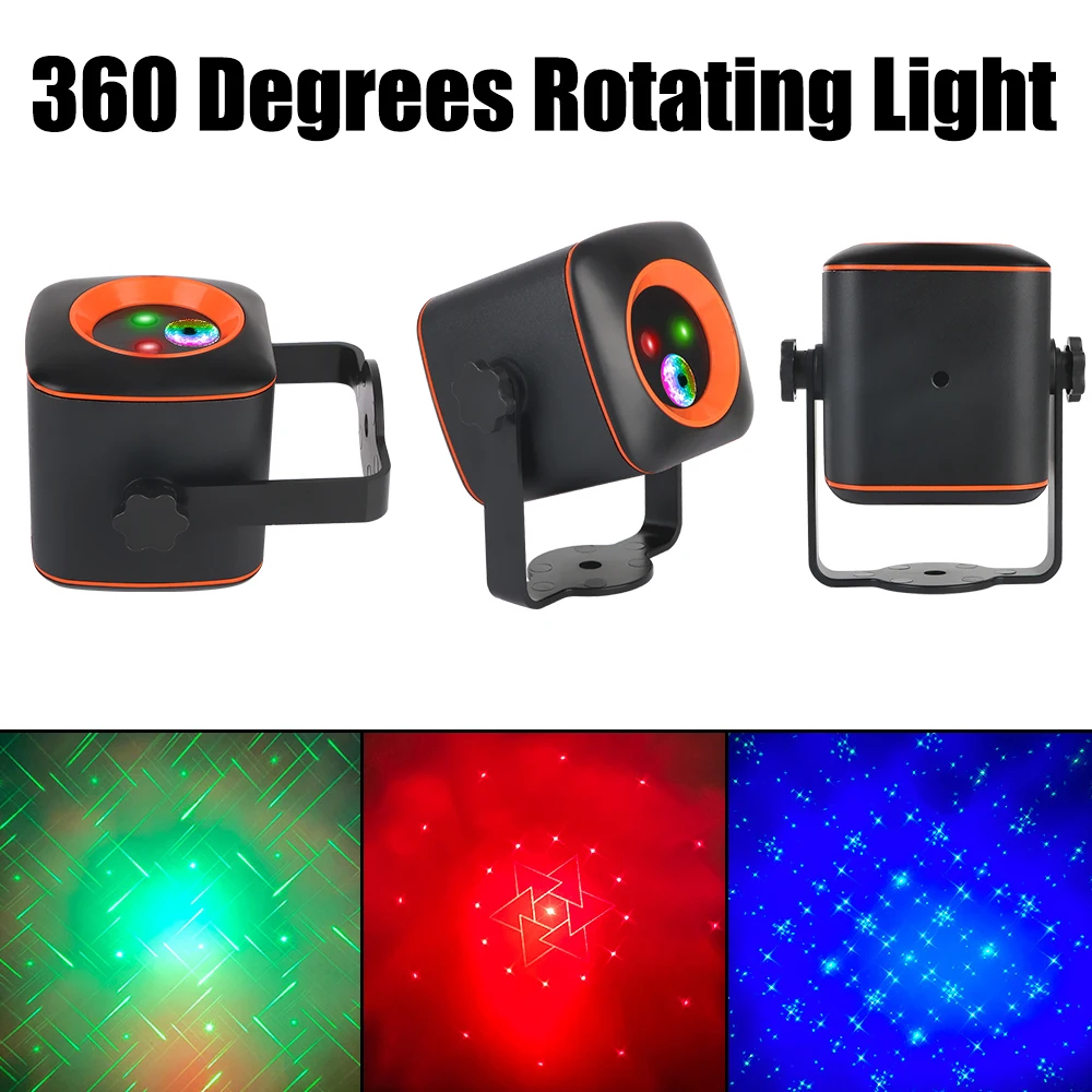 For Party Bar Club Disco DJ Rechargeable LED Stage Light Remote Control RGB Laser Projector Lamp Strobe Lights Sound Activated