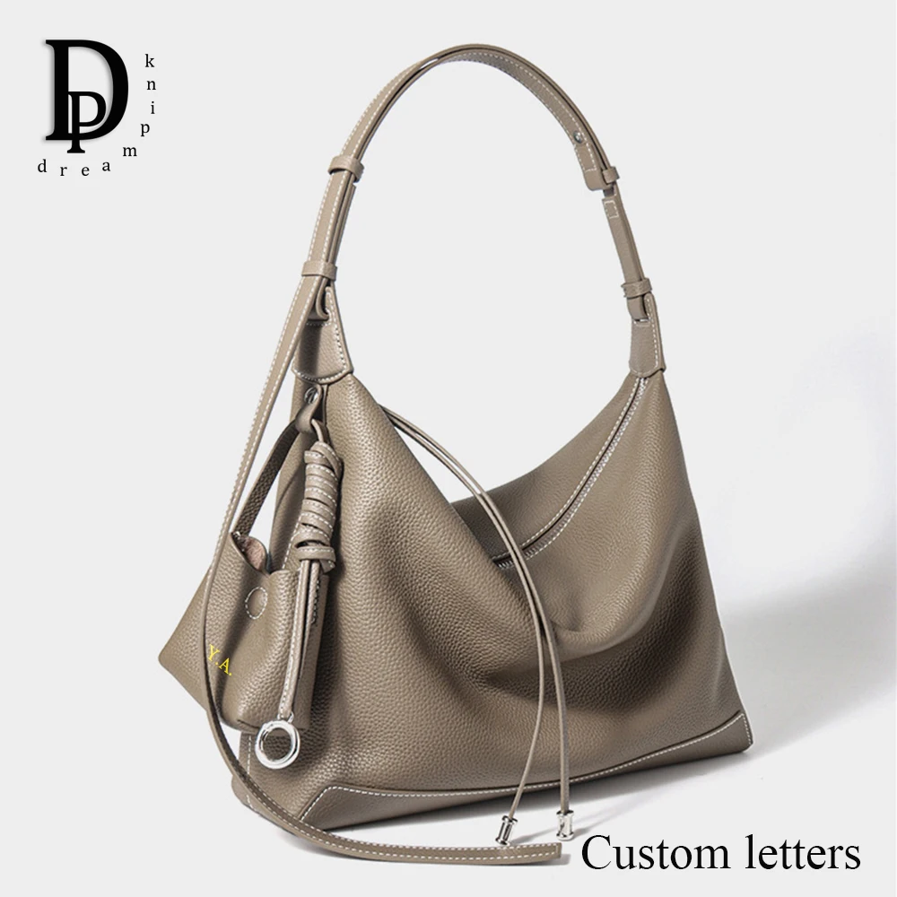 

Women Genuine Leather Shoulder Bag 2026 Luxury Custom Name Cowhide Hobo Armpit Handbag Versatile Business Female Satchel Purse