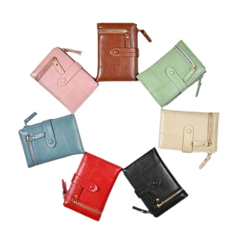 

Fashion Women Wallet PULeather Lady Wallets Female Hasp Double Zipper Design Coin Purse ID Card Holder Short Wallet