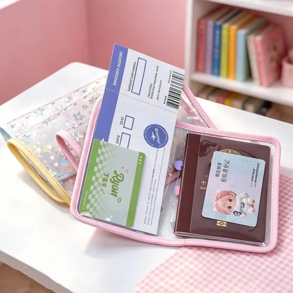 Portable Ultra-thin Card Holder Multifunctional Sparkling Star Design Passport Holder Lightweight Passport Bag Travel