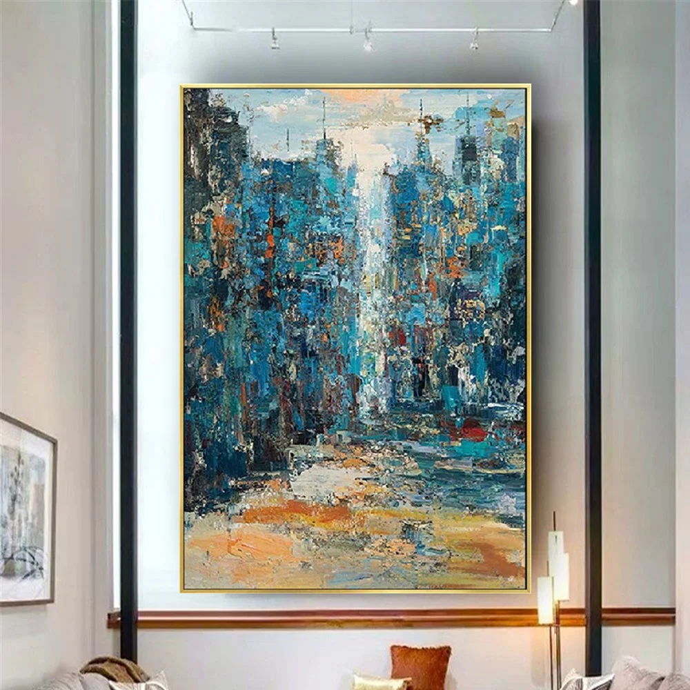 

100% Hand Painted Oil Painting On Canvas Abstract Vertical Rectangle design Wall Painting Modern Wall Art For Bedroom home Decor