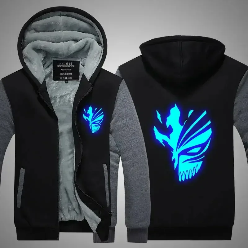 2025年11月アニメコートブリーチ黒崎一護スウェットシャツパーカー夜間用ジップアップパーカーユニセックス厚手ジャケットメンズ＆レディース服