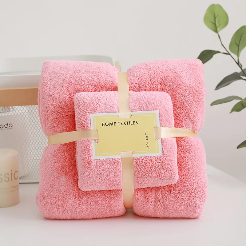 Superzachte badhanddoek set van koraalfluweel zeer absorberend sneldrogend_voghion.com