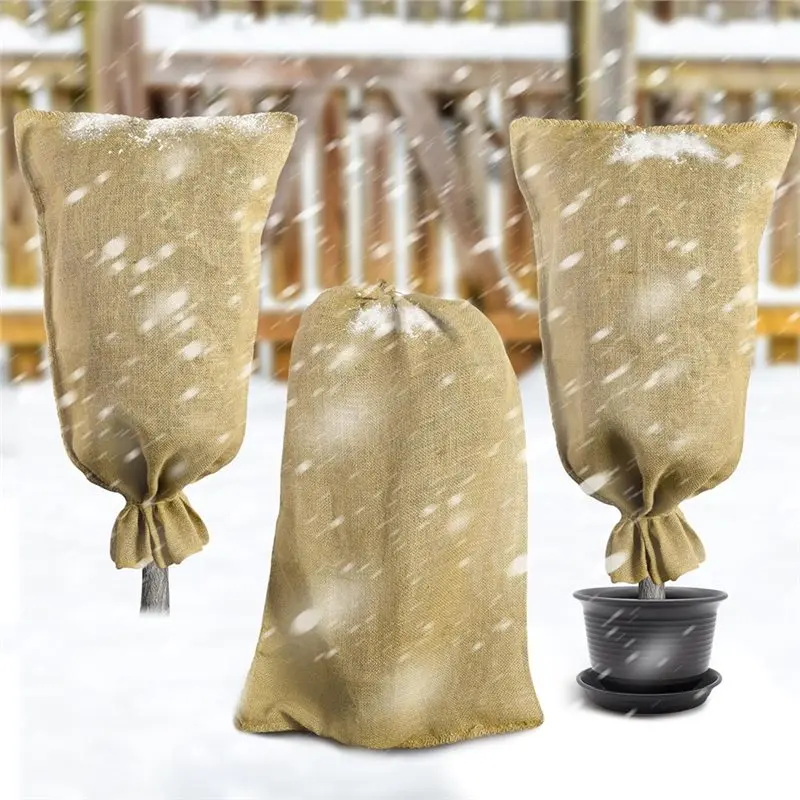 

【OFF-SHELF】Reusable Burlap Frost Cloth-Winter Plant Cover Bags(3-Pack), 40" X 24", For Garden Tree Protection From Freezing