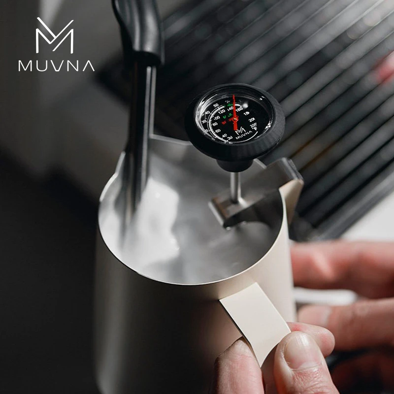 MUVNA 0 to100℃ Dial Thermometer for Coffee Pot Milk Frothing Jug Professional Cafe KitchenTemperature Measuring Tools