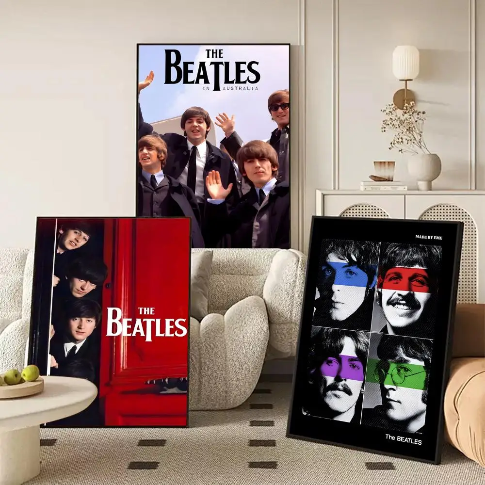 Band T-The B-Beatles Poster Waterproof Self-Stick Wall Art Stickers, Removable Wall Decor for Living Room and Bedroom