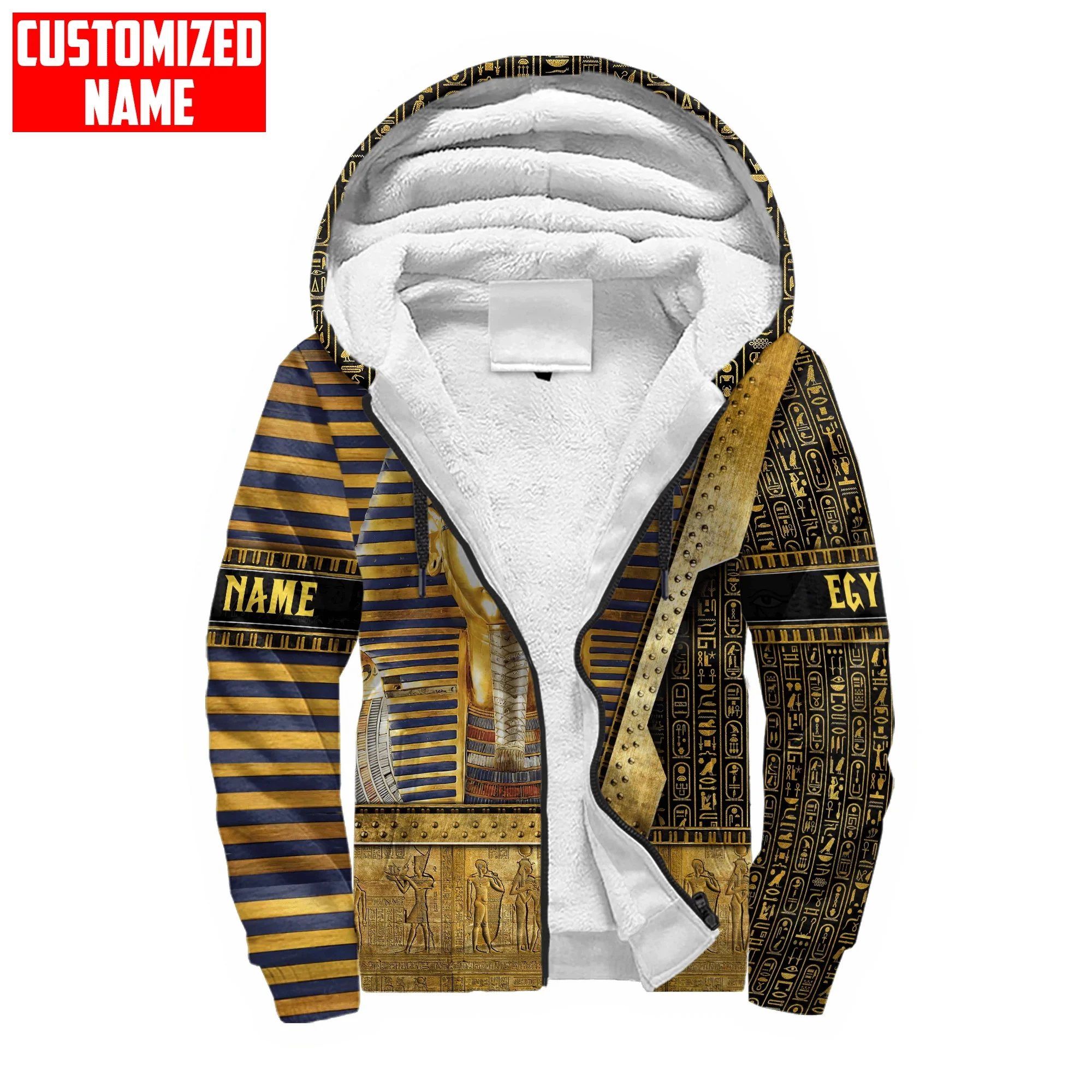 

Personalized Name Ancient Egypt 3D Printed Fashion Men's Fleece Zip Hoodie Unisex Casual Winter Thicker Warm zipped jacket JH19